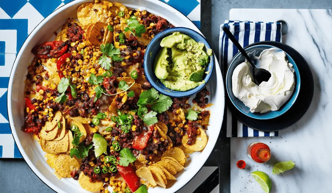Mexican Black Bean and Corn Nachos