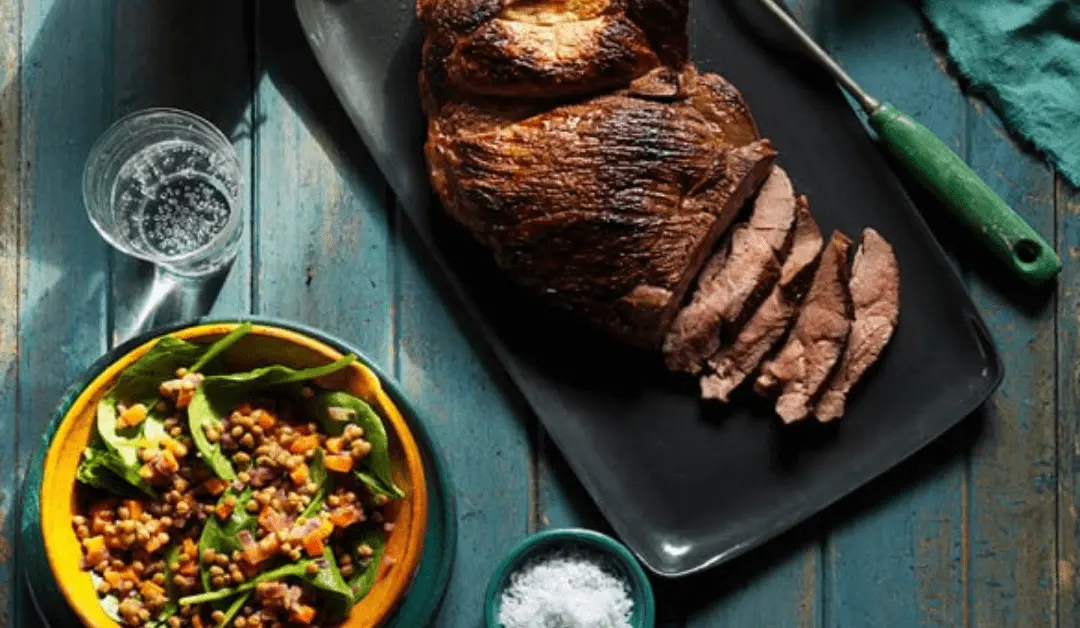 Barbecued Lamb Leg with Lentil Salad Recipe