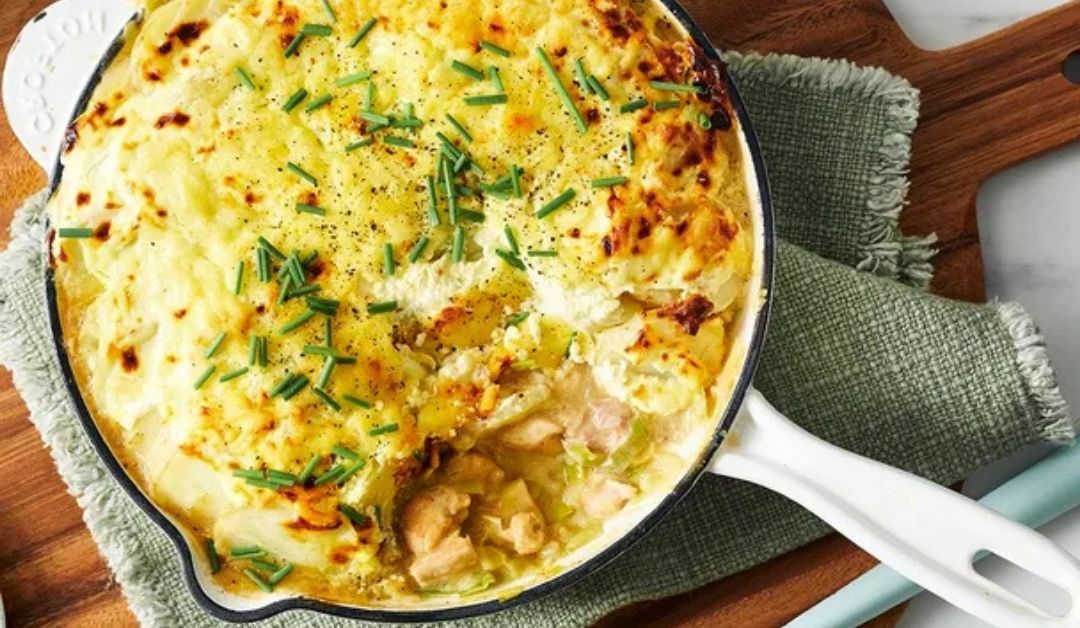 Recipe – Julie Goodwin’s Chicken & Leek Pie with Potato Bake Topping
